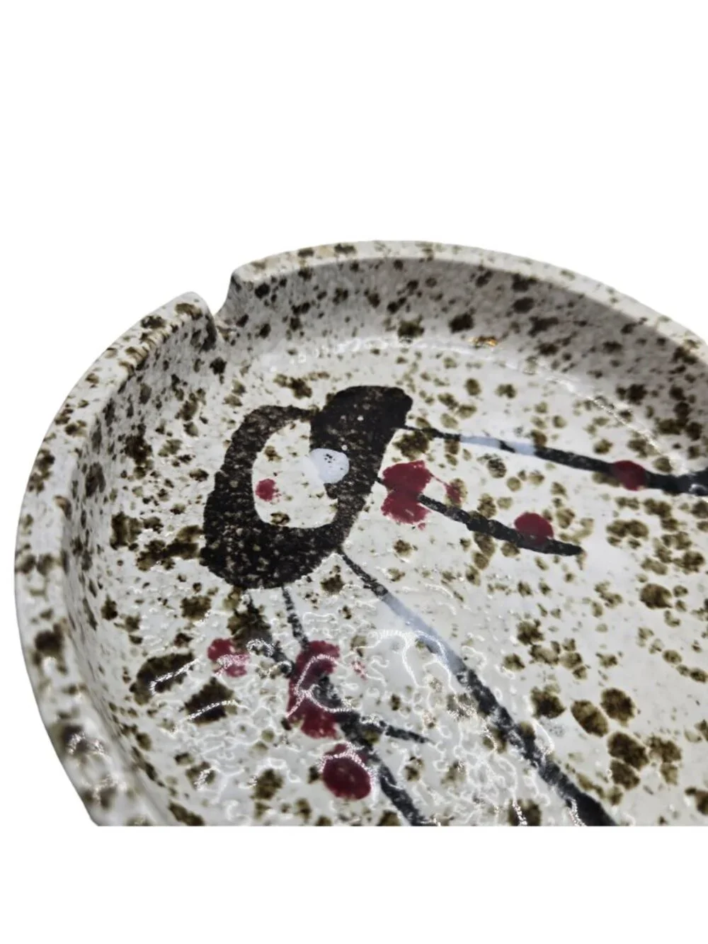 Vintage MCM Ceramic Ashtray Abstract Splatter Design Japan Mid Century Modern